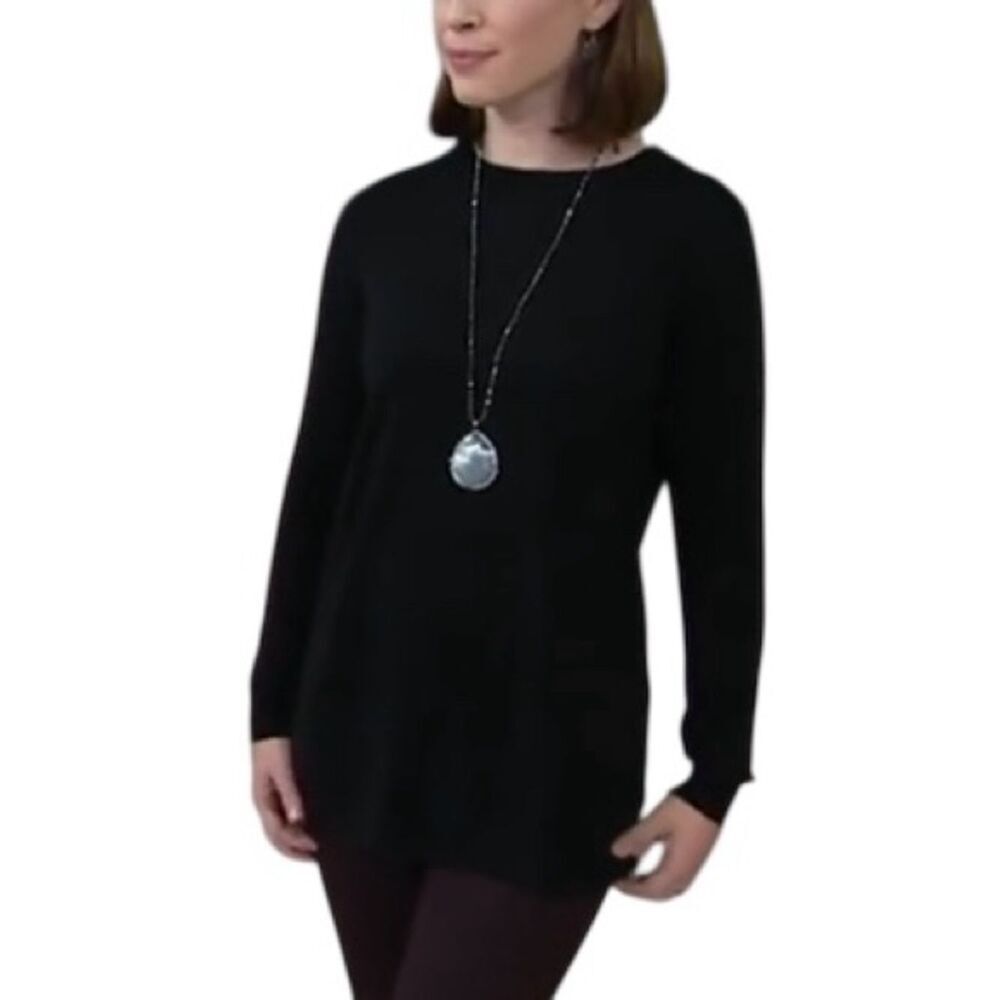 Joan Rivers Crew Neck Back Button Sweater